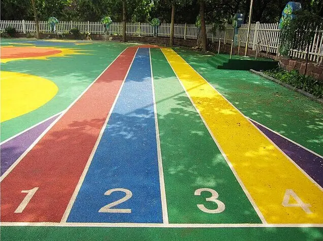安徽安慶戶外小區(qū)幼兒園13mm厚EPDM彩色塑膠跑道地面材料價格(圖2)